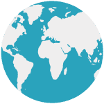 blue icon graphic of the Earth