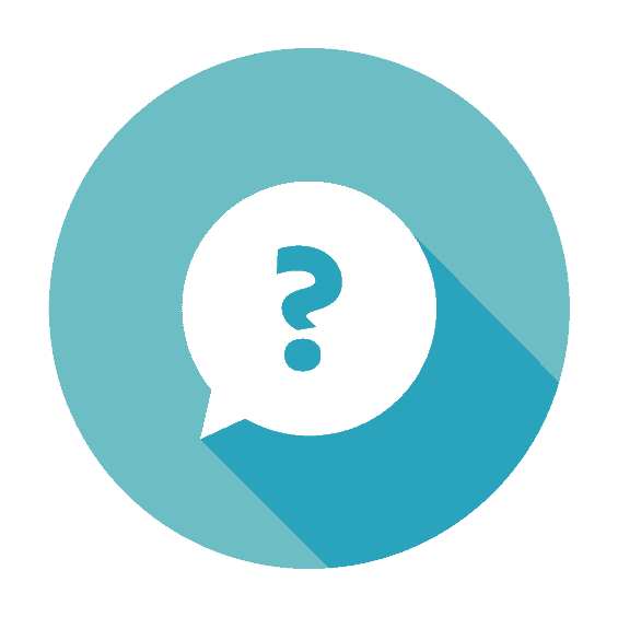 colorful icon graphic of question mark in comment bubble